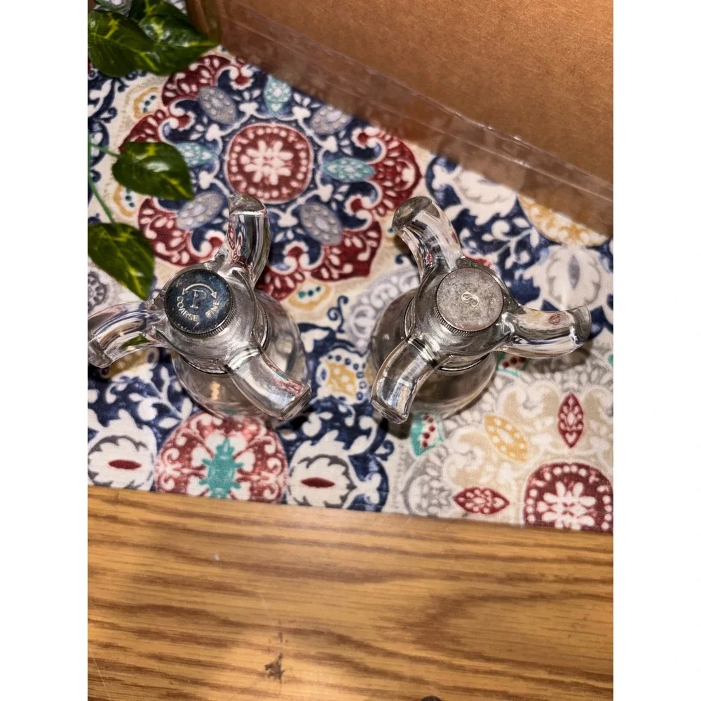 Vintage Clear Acrylic T-Handle Salt Shaker and Pepper Mill Set 5 Inch MCM Style